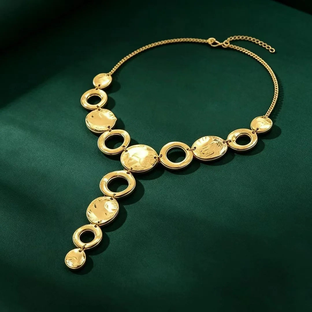 Geometric Circle Lariat Necklace