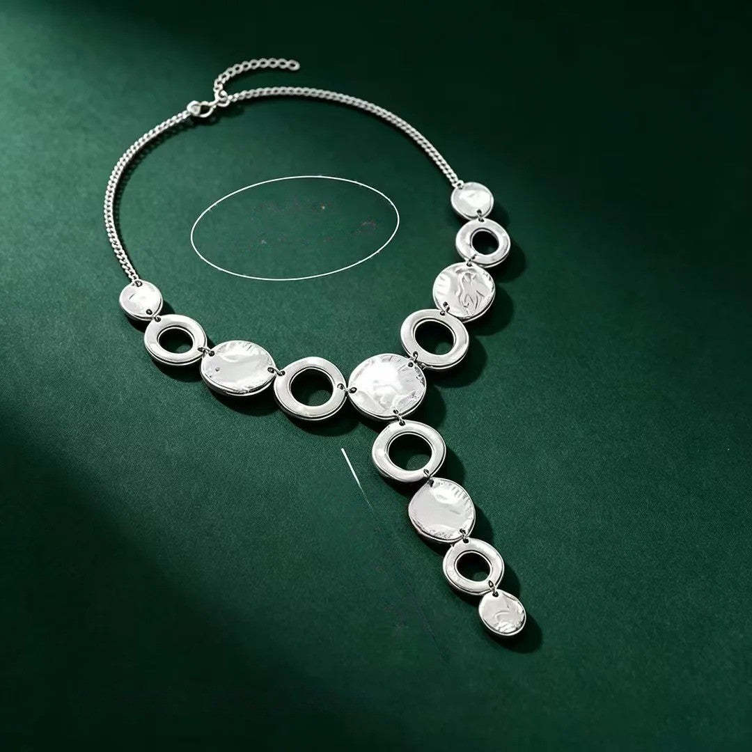 Geometric Circle Lariat Necklace