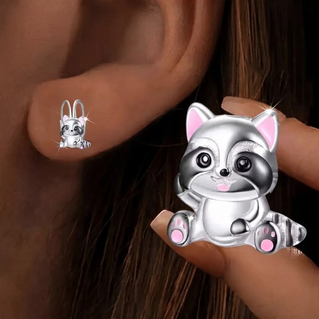 Raccoon Hoop Earrings