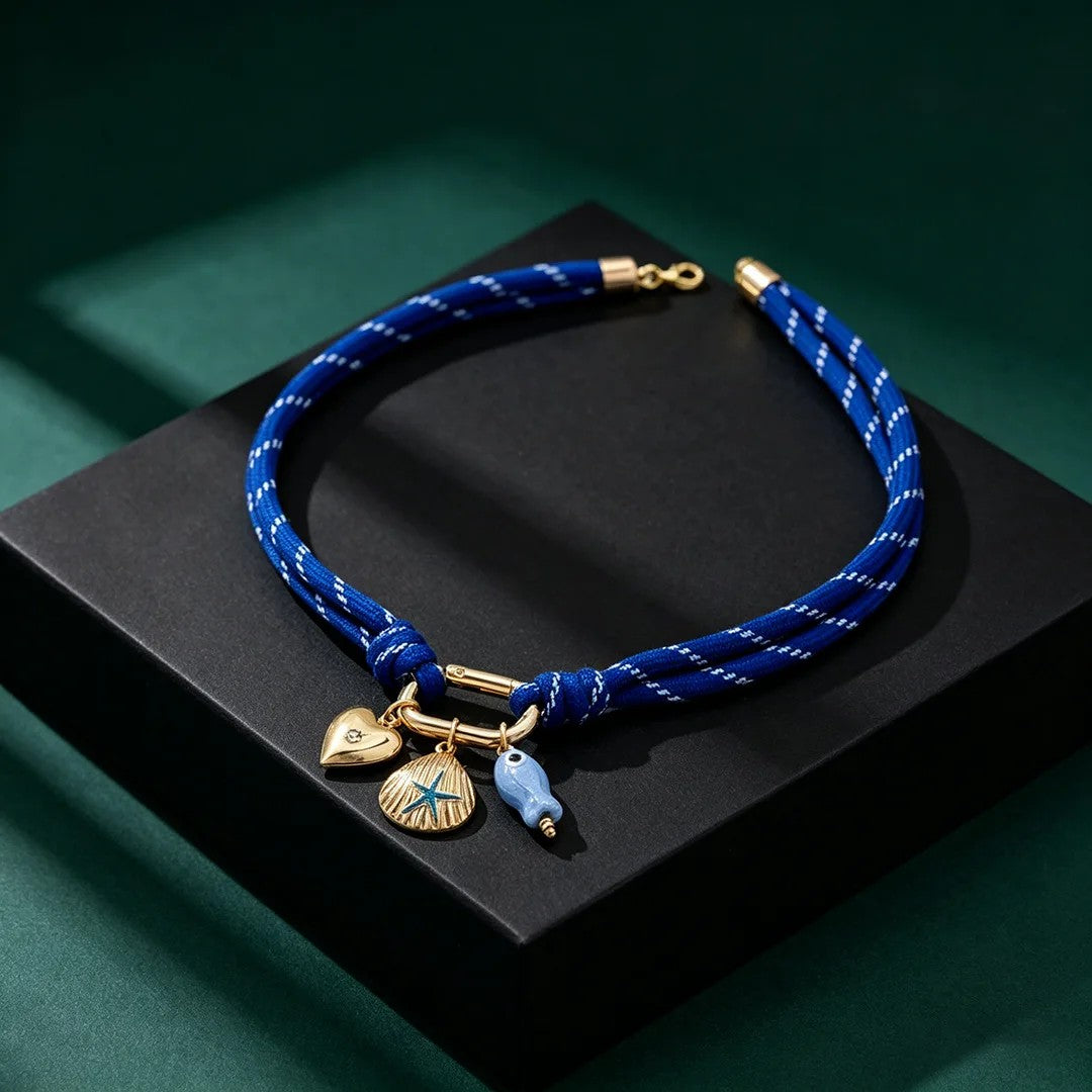 Blue Rope Starfish Charm Necklace