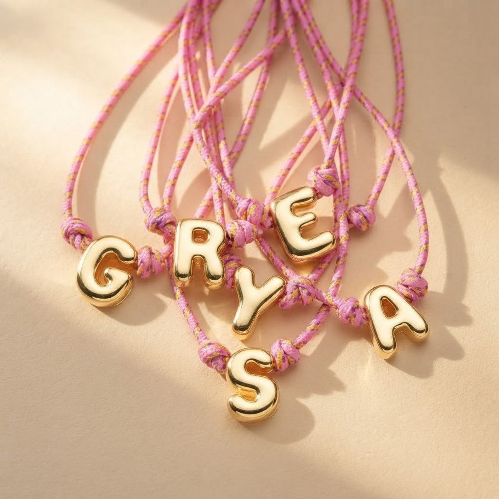 Gold Letter Rope Necklace