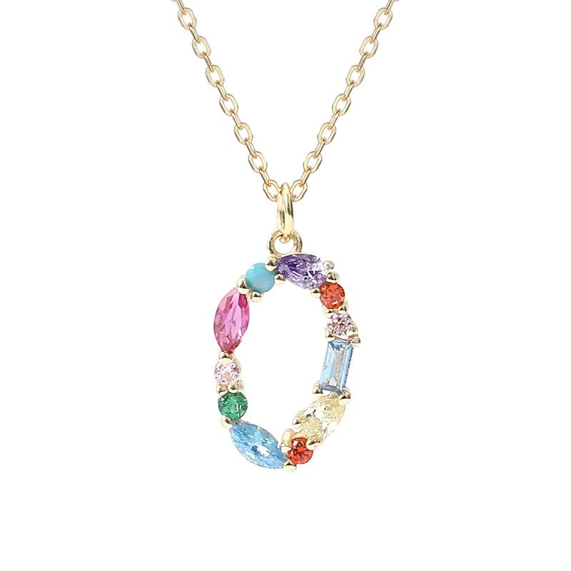 Multicolor Crystal Letter Necklace