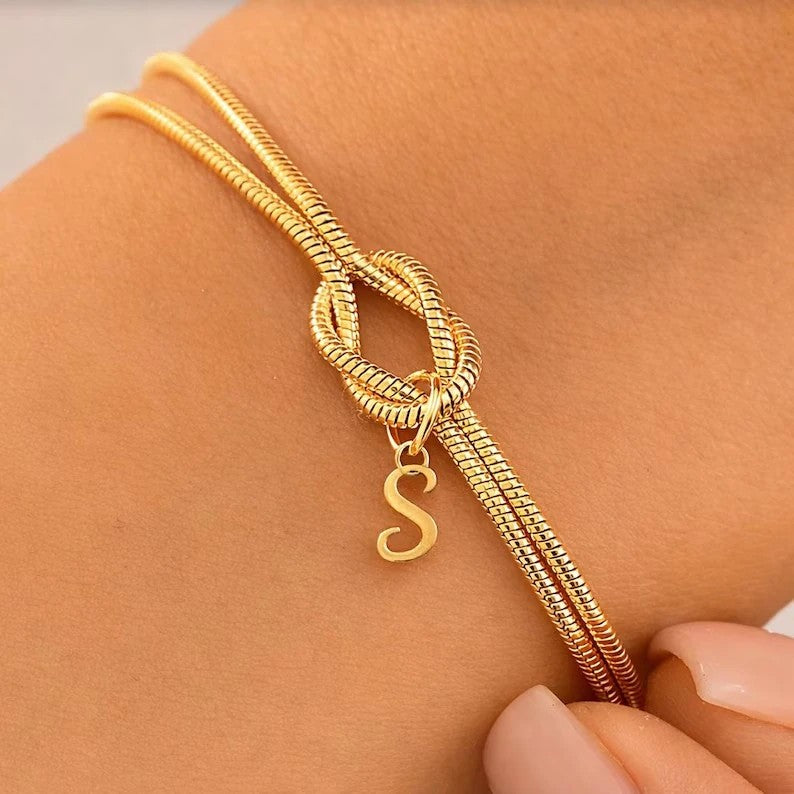 Initial Love Knot Bracelet