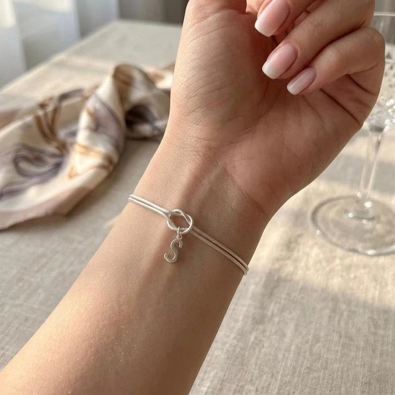Initial Love Knot Bracelet