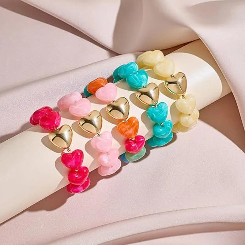 Colorful Acrylic Heart Charm Bracelet