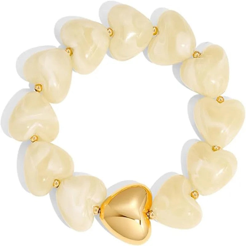 Colorful Acrylic Heart Charm Bracelet