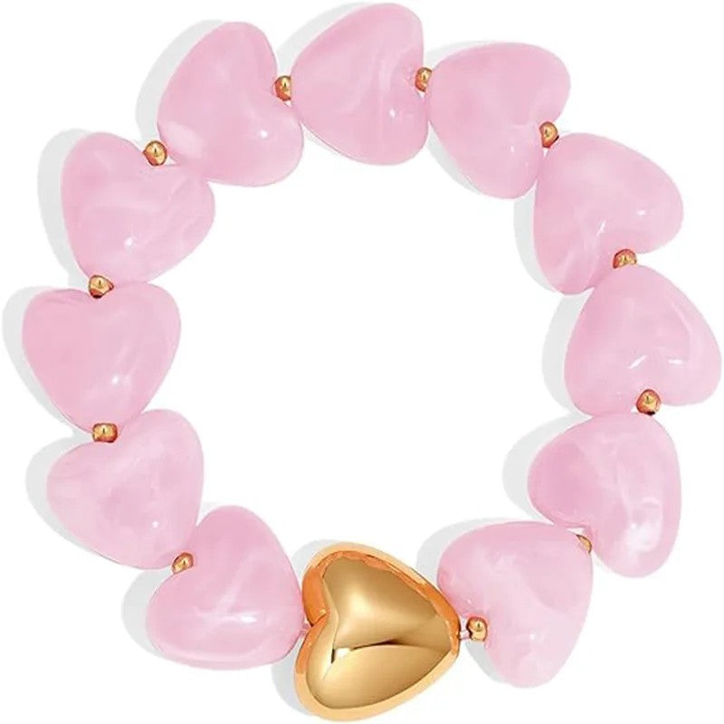 Colorful Acrylic Heart Charm Bracelet