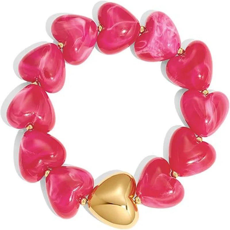 Colorful Acrylic Heart Charm Bracelet