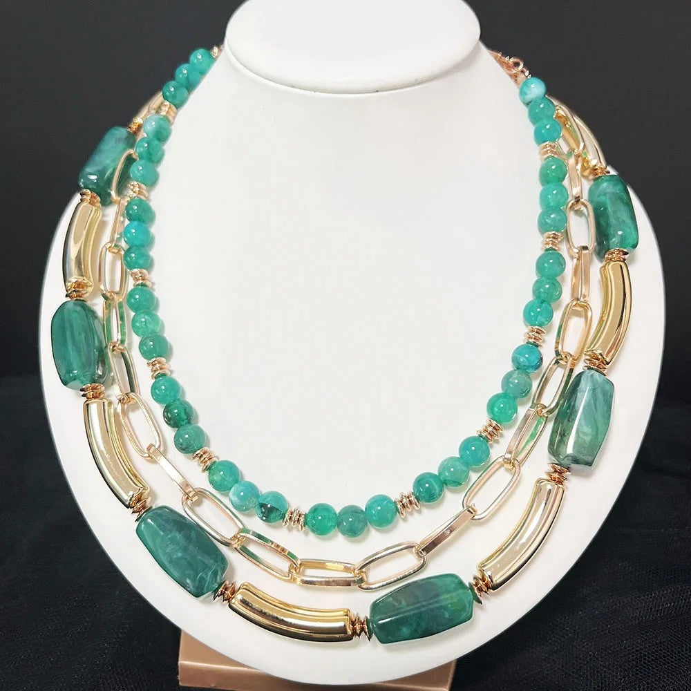 Layered Acrylic Bead Necklace