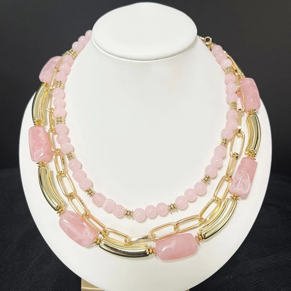 Layered Acrylic Bead Necklace