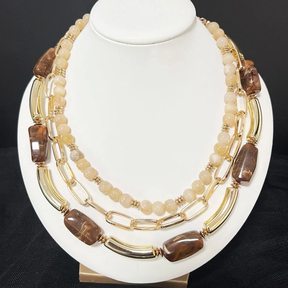 Layered Acrylic Bead Necklace