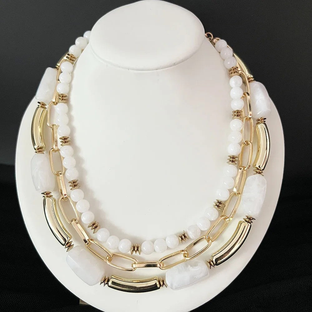 Layered Acrylic Bead Necklace