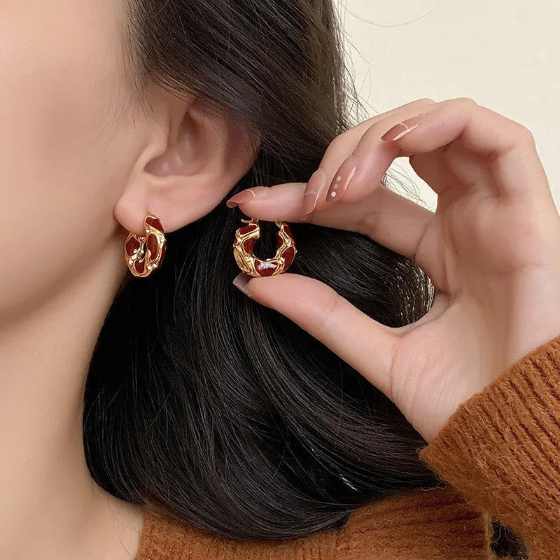 Black Enamel Hoop Earrings