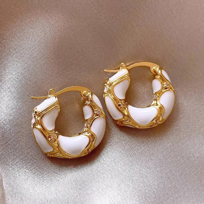 Black Enamel Hoop Earrings