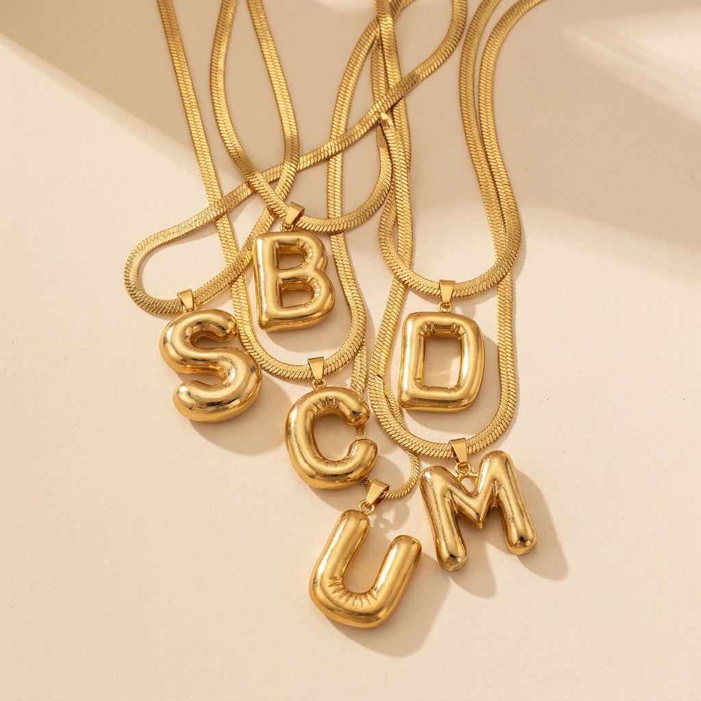 Layered Snake Chain Letter Pendant