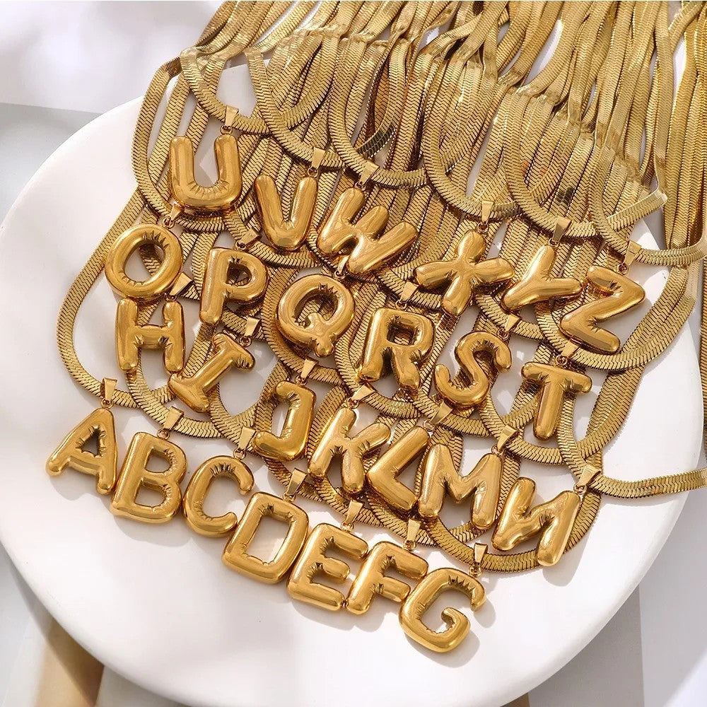 Layered Snake Chain Letter Pendant