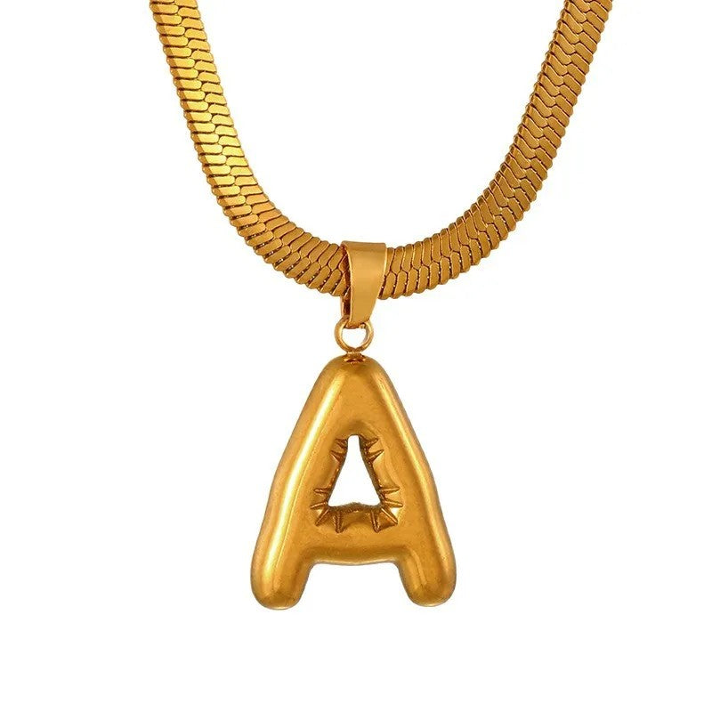 Layered Snake Chain Letter Pendant