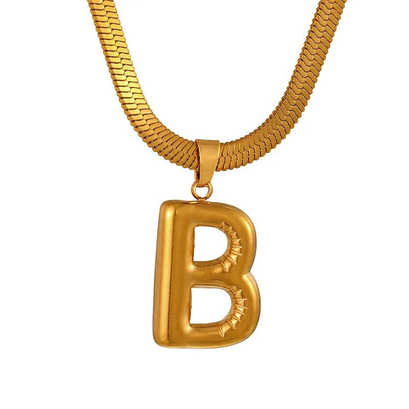 Layered Snake Chain Letter Pendant