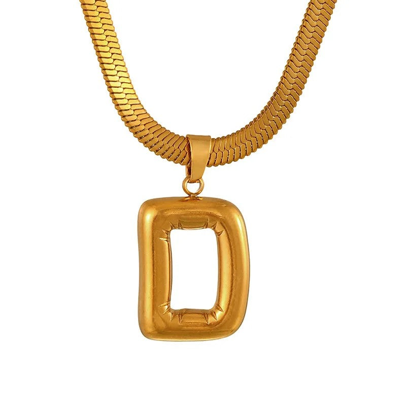 Layered Snake Chain Letter Pendant