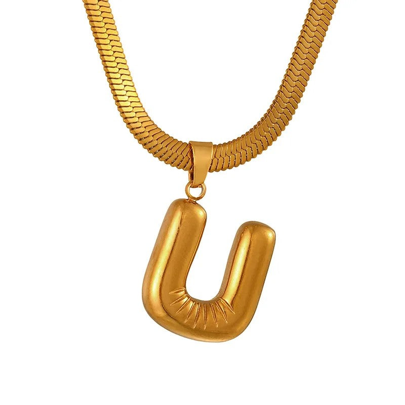 Layered Snake Chain Letter Pendant