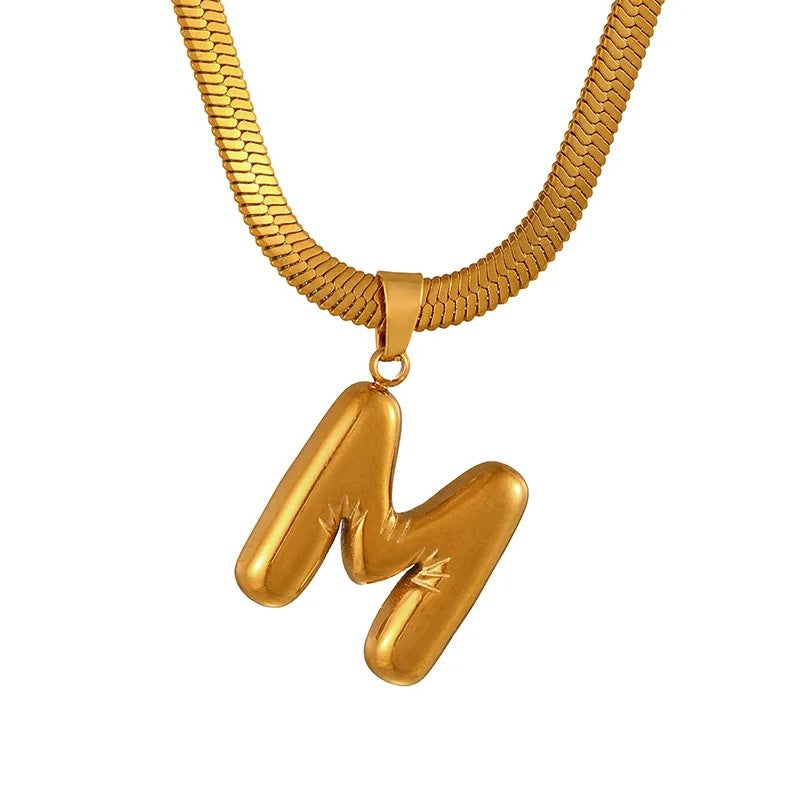 Layered Snake Chain Letter Pendant