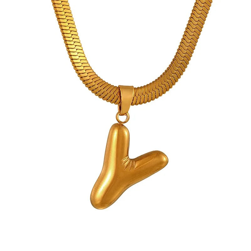 Layered Snake Chain Letter Pendant