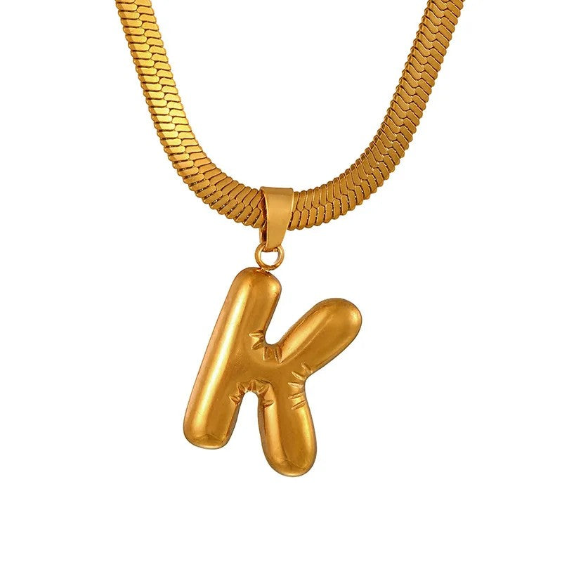 Layered Snake Chain Letter Pendant