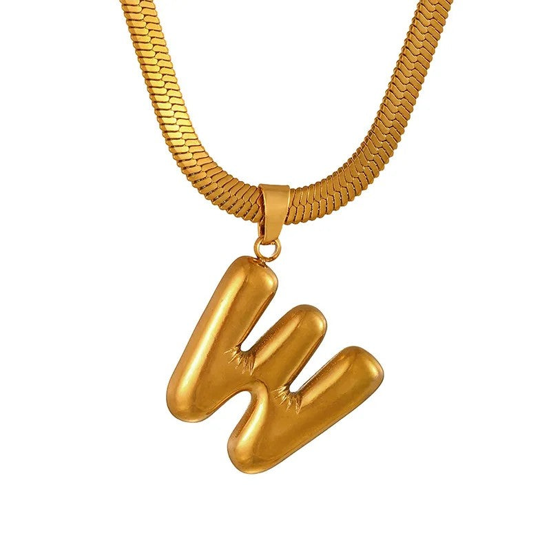 Layered Snake Chain Letter Pendant