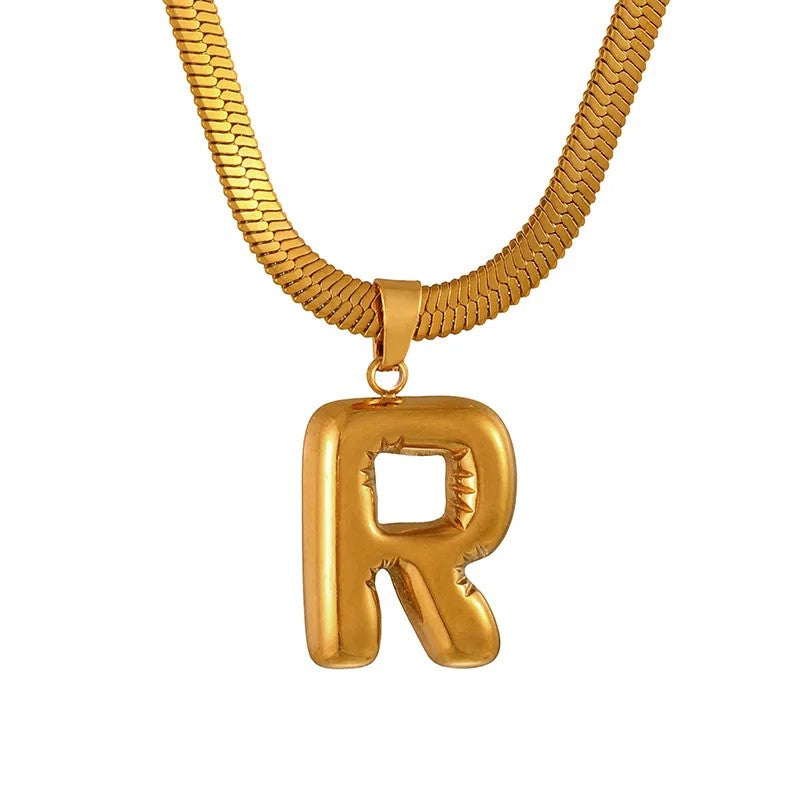Layered Snake Chain Letter Pendant