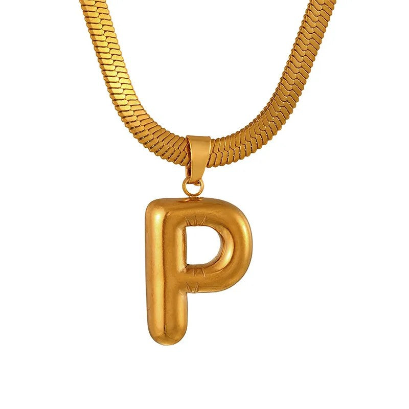 Layered Snake Chain Letter Pendant
