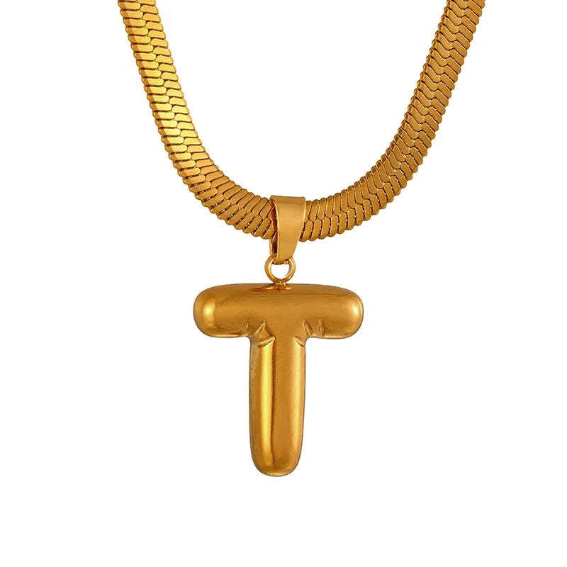 Layered Snake Chain Letter Pendant