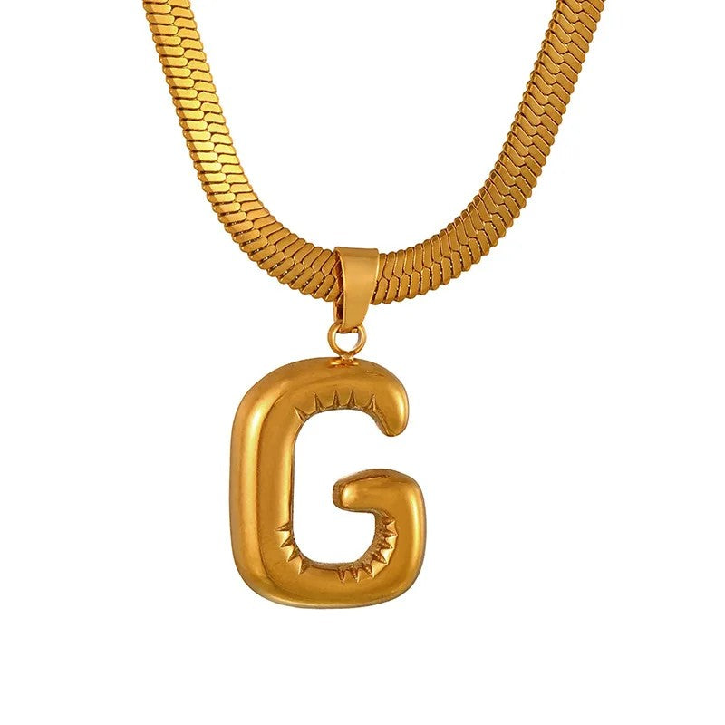 Layered Snake Chain Letter Pendant