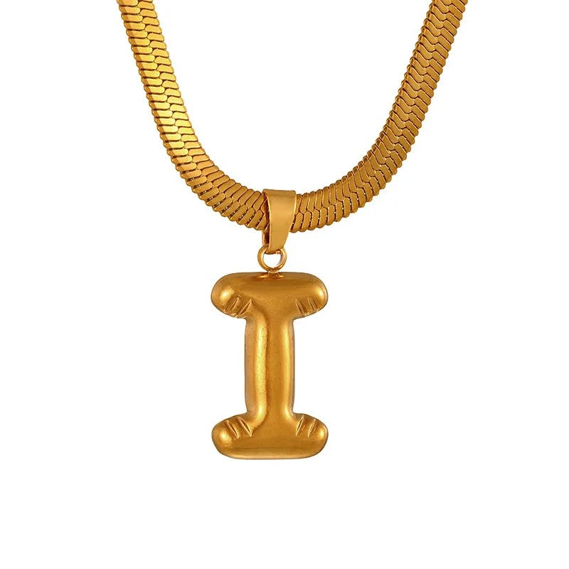 Layered Snake Chain Letter Pendant