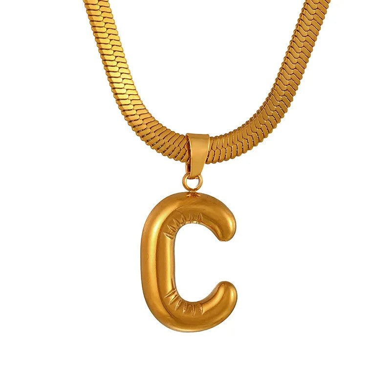 Layered Snake Chain Letter Pendant