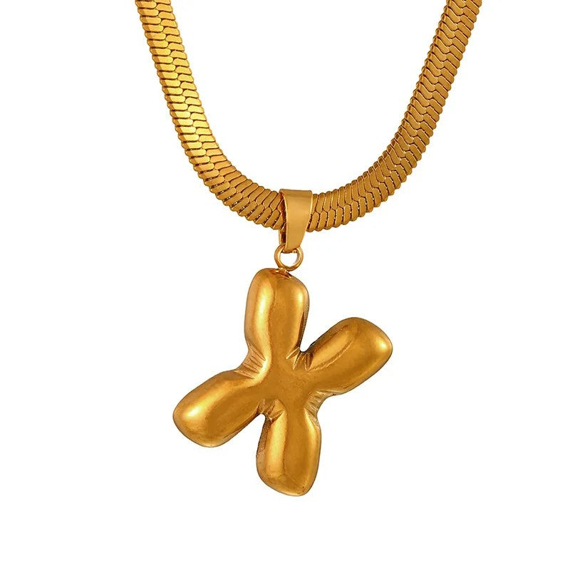 Layered Snake Chain Letter Pendant