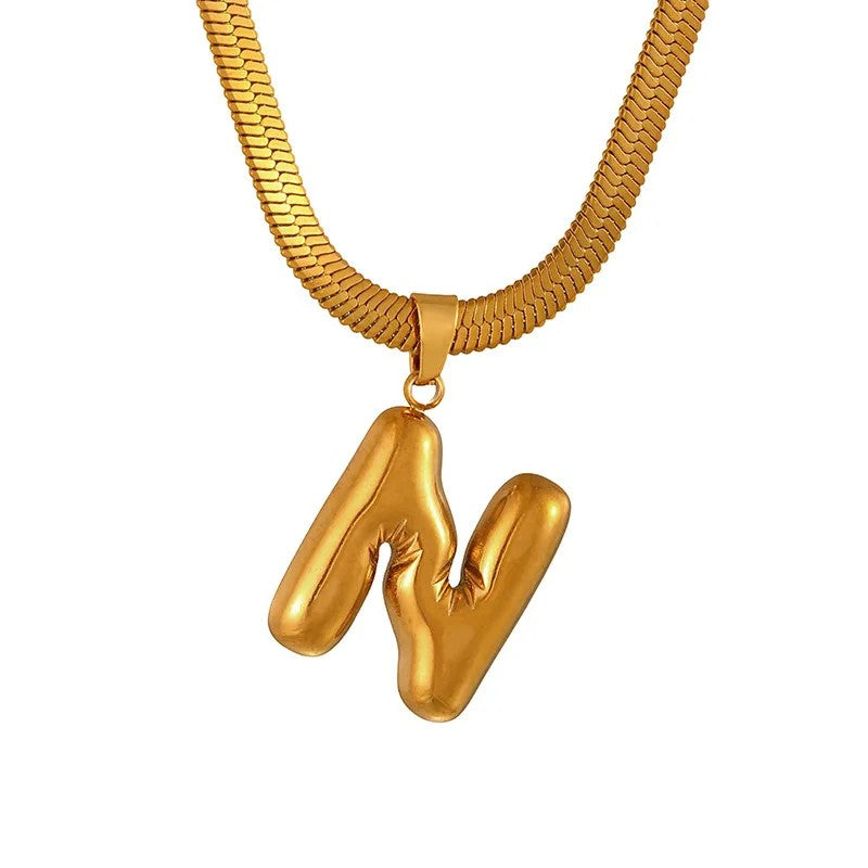 Layered Snake Chain Letter Pendant