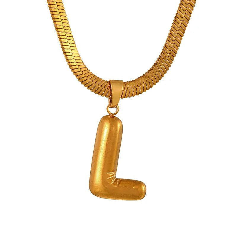 Layered Snake Chain Letter Pendant