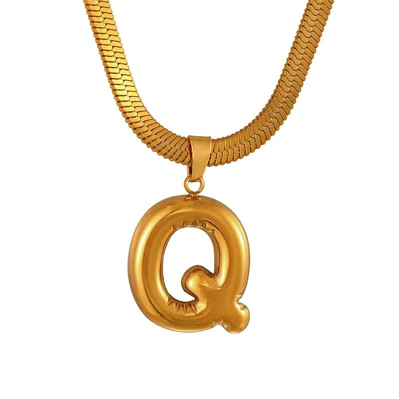 Layered Snake Chain Letter Pendant