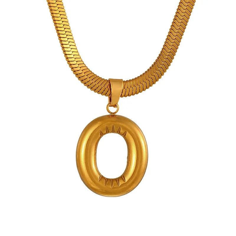 Layered Snake Chain Letter Pendant