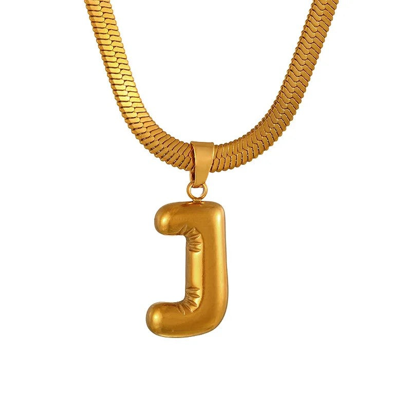 Layered Snake Chain Letter Pendant
