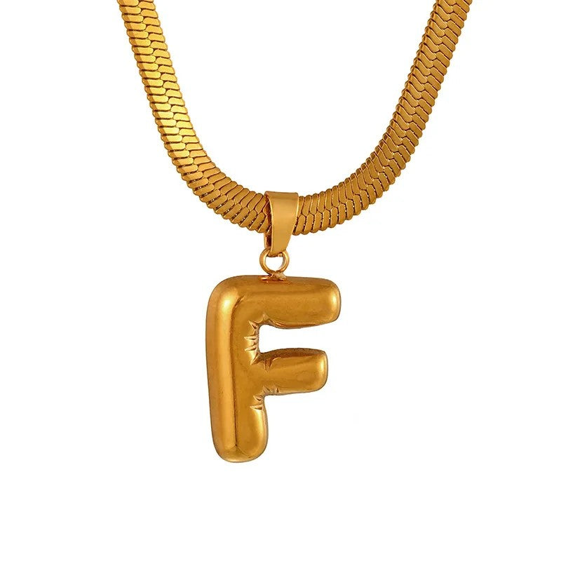 Layered Snake Chain Letter Pendant