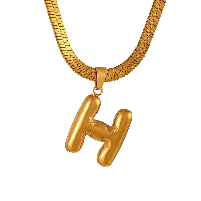 Layered Snake Chain Letter Pendant