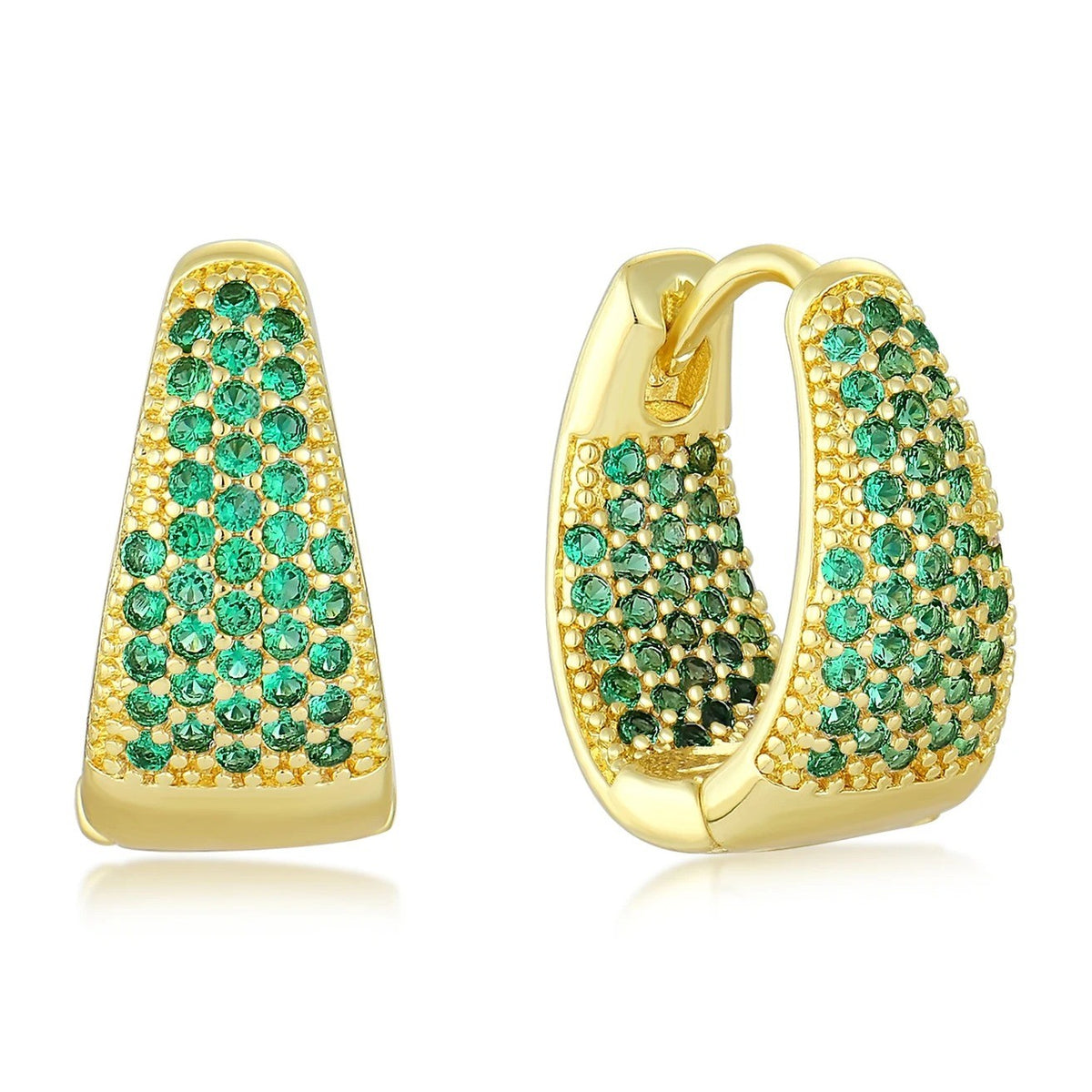Triangle Pave Huggie Earrings
