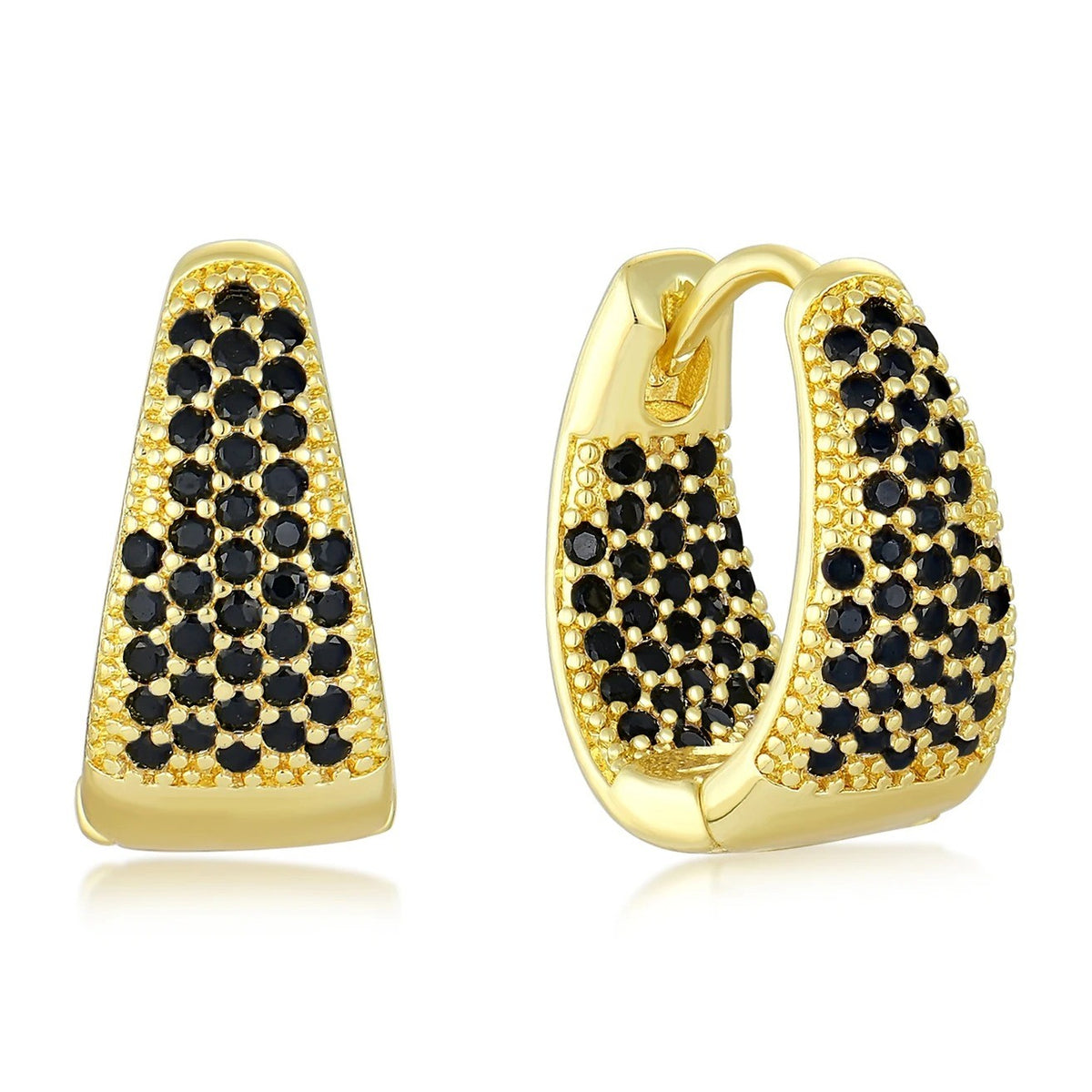 Triangle Pave Huggie Earrings