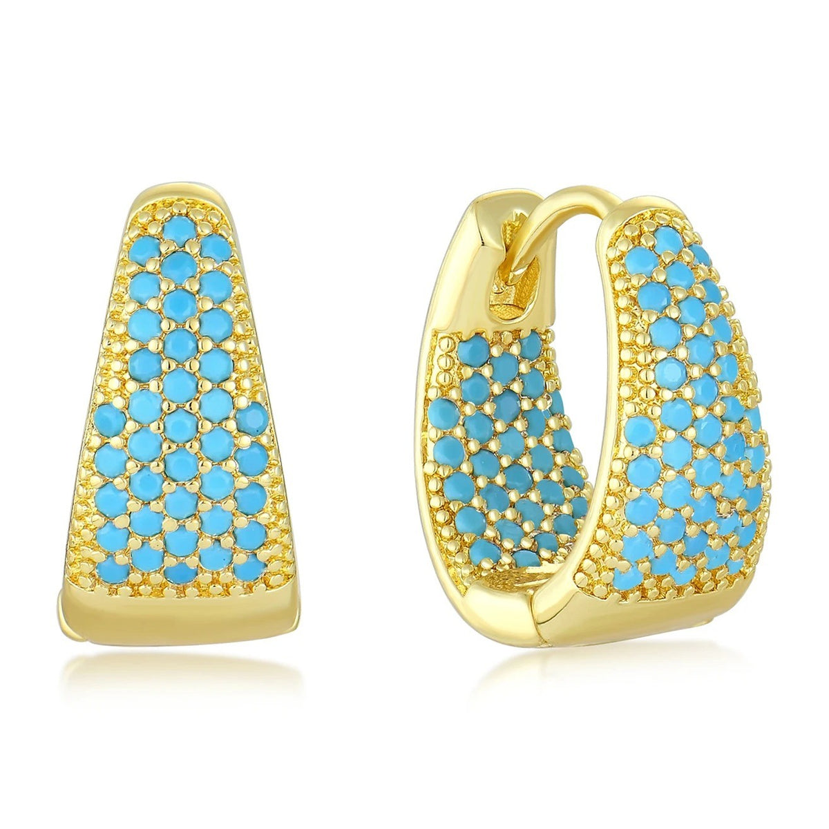 Triangle Pave Huggie Earrings
