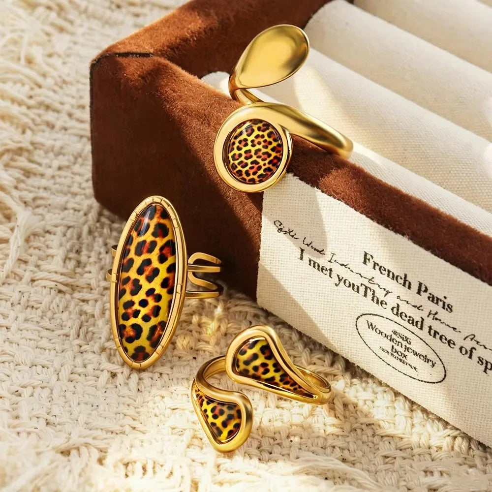 Leopard Print Teardrop Open Ring
