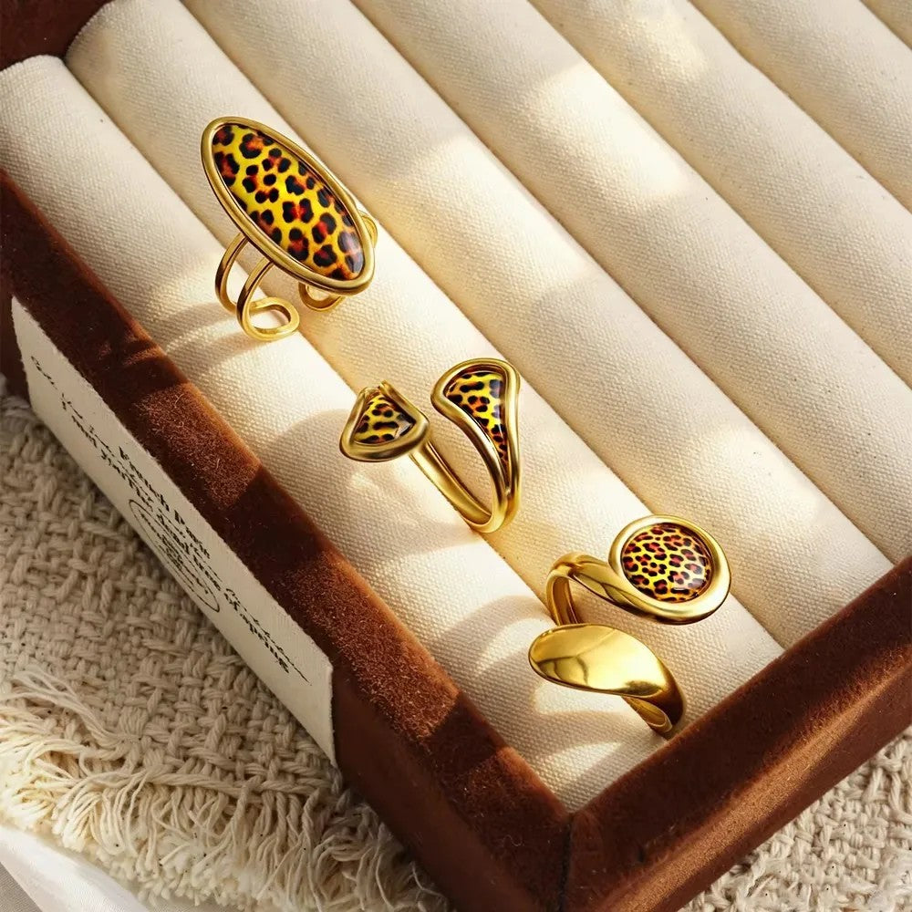 Leopard Print Teardrop Open Ring