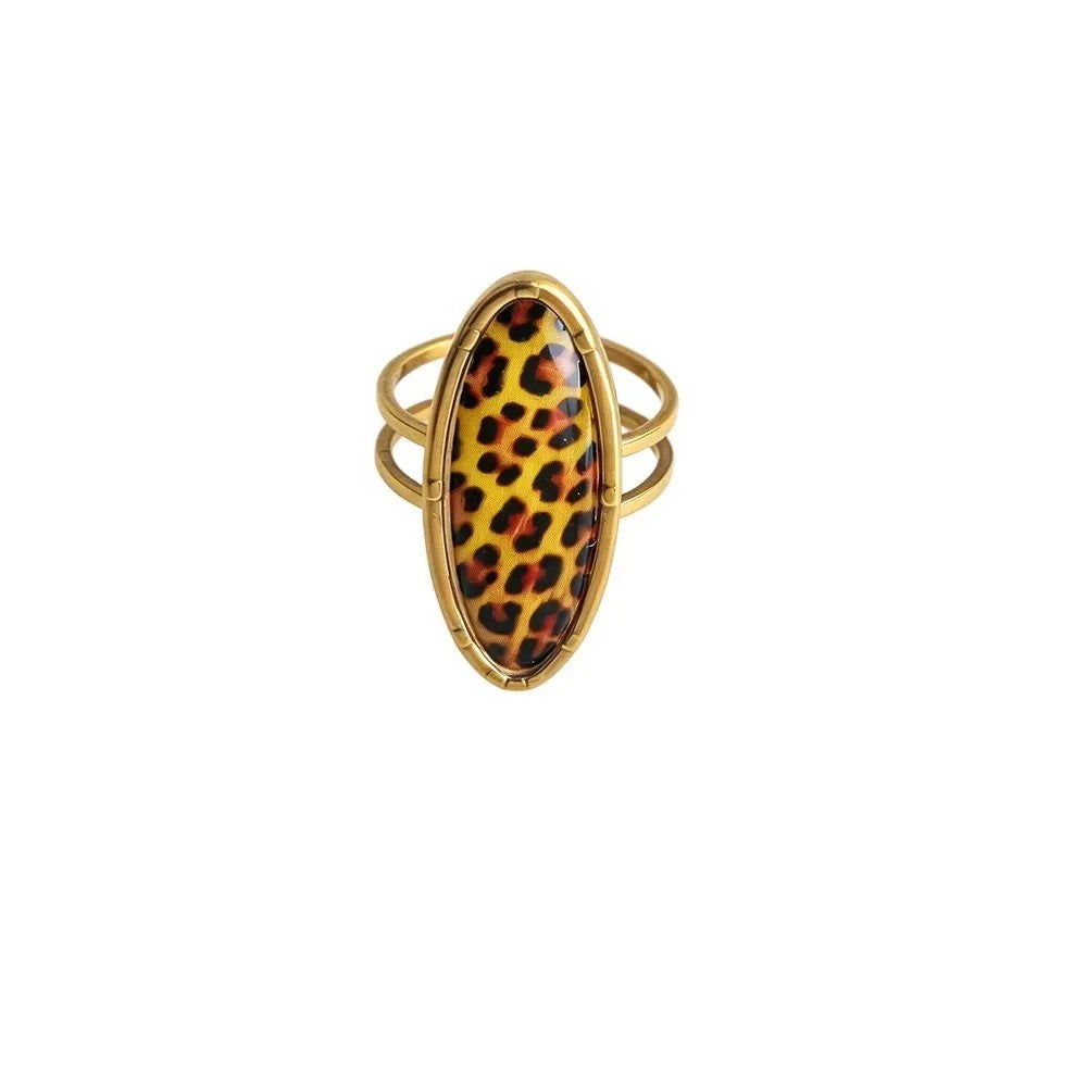 Leopard Print Teardrop Open Ring