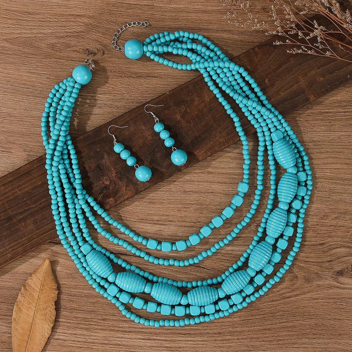 Turquoise Beaded Necklace & Earring Set
