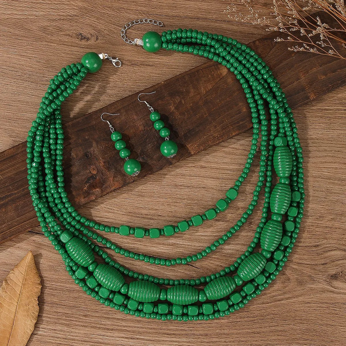 Turquoise Beaded Necklace & Earring Set